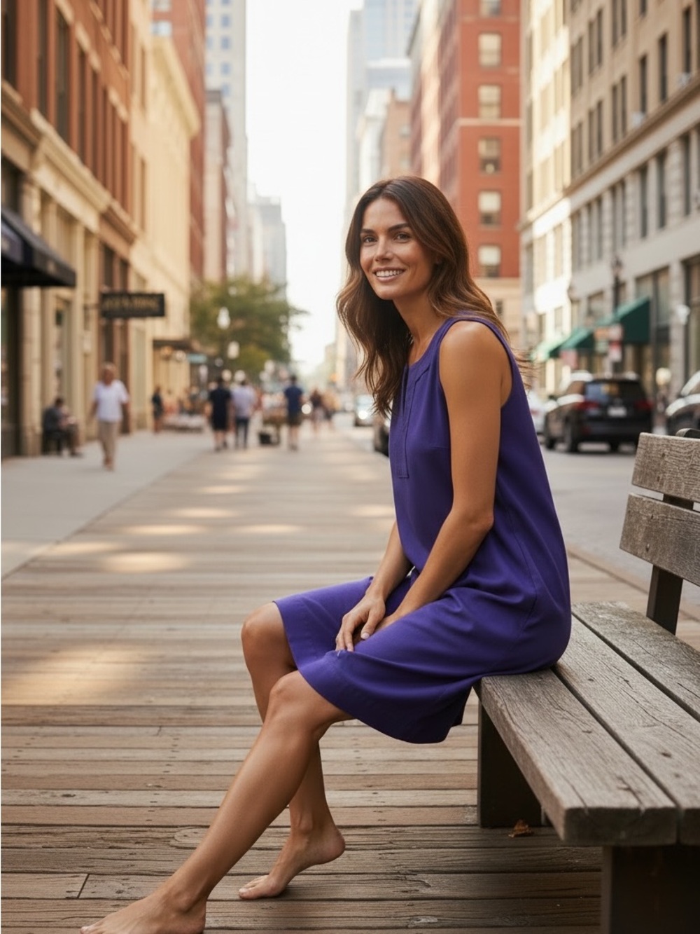 NY Company Sleeveless Shift Dress Faded Call out purplish deep navy color size S - Picture 2 of 7
